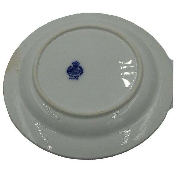 Set Of 2 Minton Saucer Made in England Bone China White Blue Floral Dainty - Picture 5 of 8